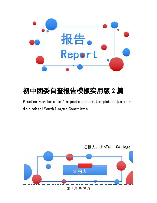 初中团委自查报告模板实用版2篇