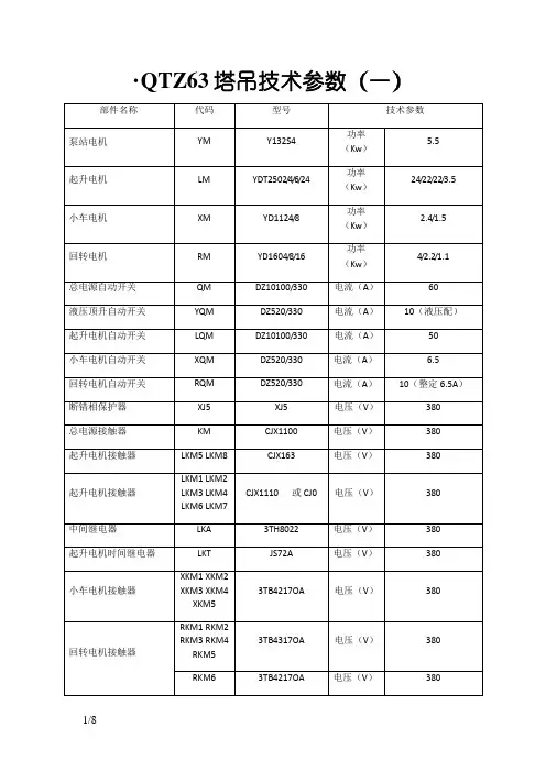QTZ63塔吊技术参数