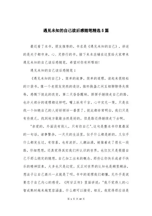 遇见未知的自己读后感随笔精选5篇