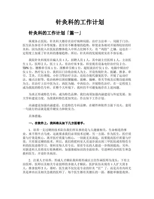 针灸科的工作计划