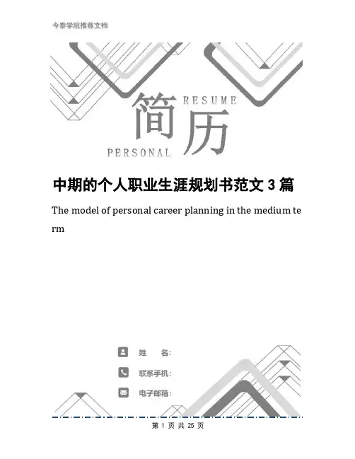 中期的个人职业生涯规划书范文3篇