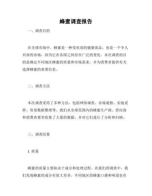 蜂蜜调查报告