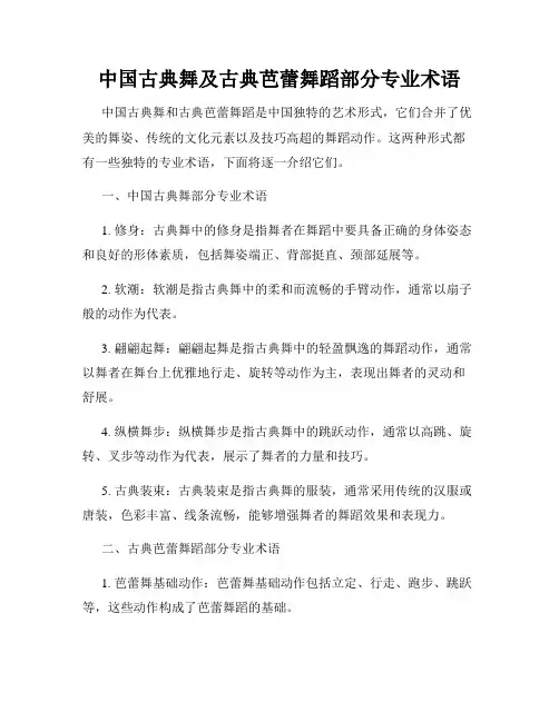 中国古典舞及古典芭蕾舞蹈部分专业术语