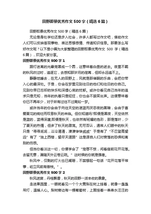 田野即景优秀作文500字（精选6篇）