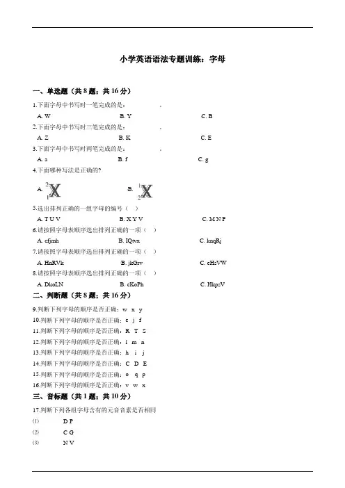 小学英语语法专题训练：字母(含答案)