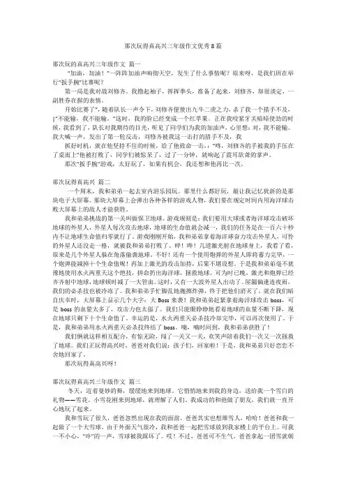 那次玩得真高兴三年级作文优秀8篇