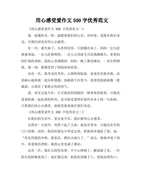 用心感受爱作文500字优秀范文