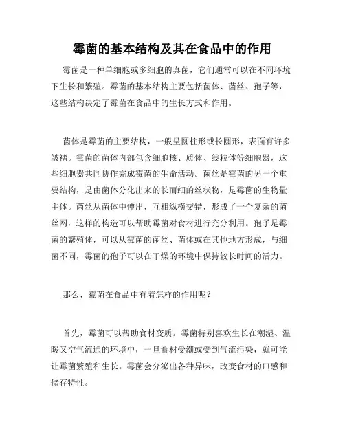 霉菌的基本结构及其在食品中的作用