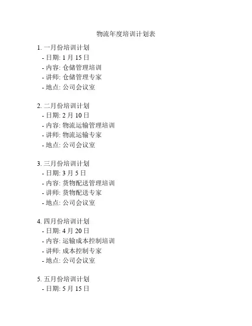 物流年度培训计划表
