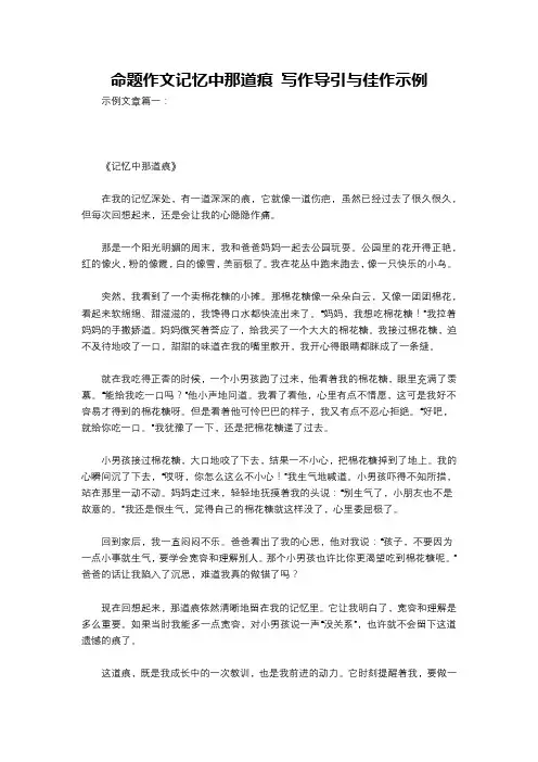 命题作文记忆中那道痕 写作导引与佳作示例