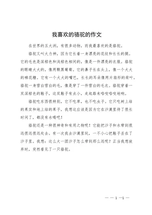 我喜欢的骆驼的作文