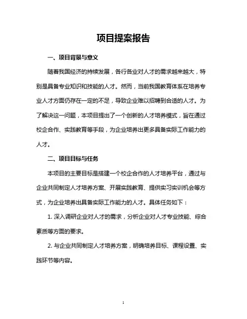 项目提案报告(完整版模板)