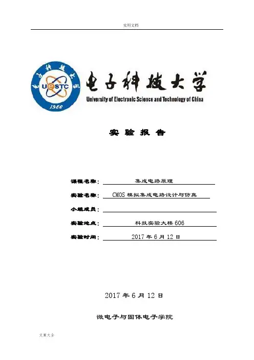 电子科技大学-集成电路原理实验-CMOS模拟集成电路设计与仿真-王向展