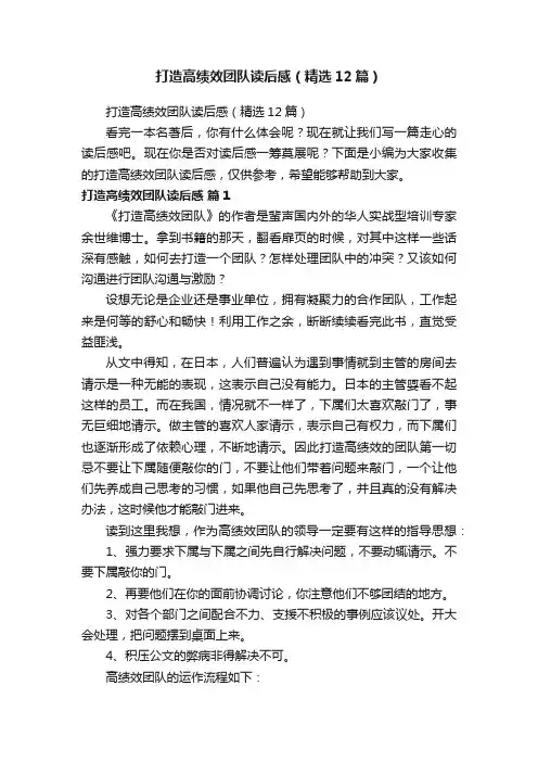 打造高绩效团队读后感（精选12篇）