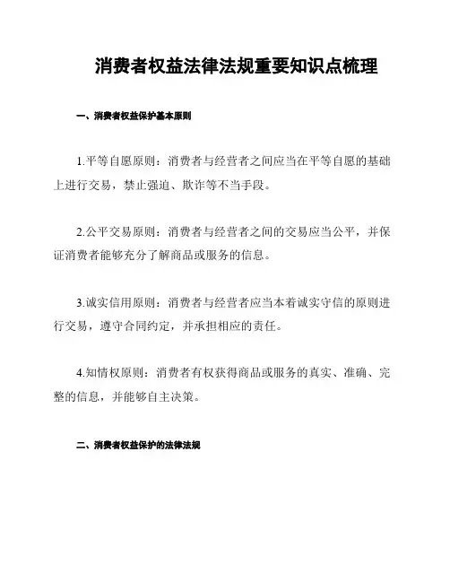消费者权益法律法规重要知识点梳理