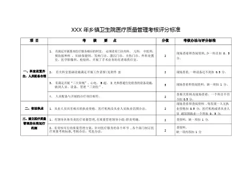 乡镇卫生院医疗质量管理考核评分标准(1)