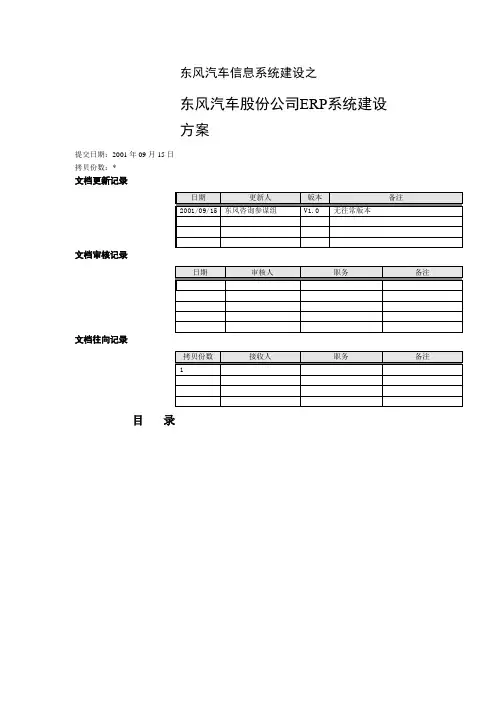 东风汽车信息系统建设之东风汽车股份公司ERP系统建设方案(DOC 49页)