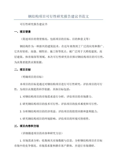 钢结构项目可行性研究报告建议书范文