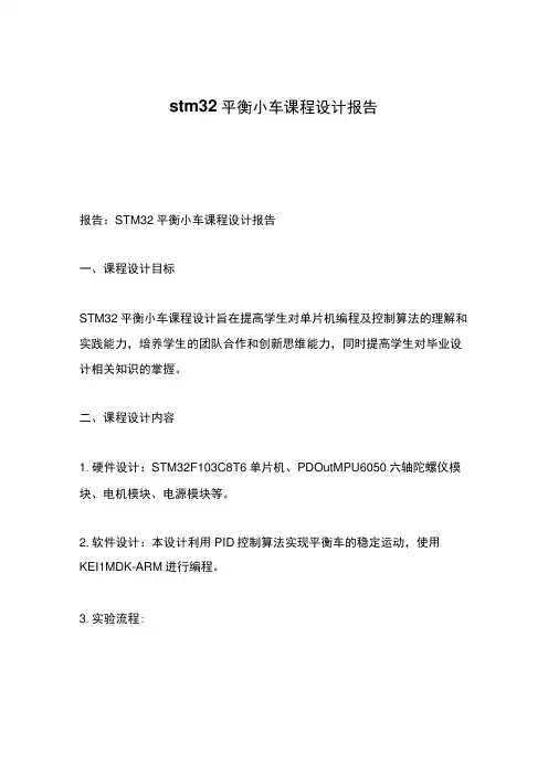 stm32平衡小车课程设计报告