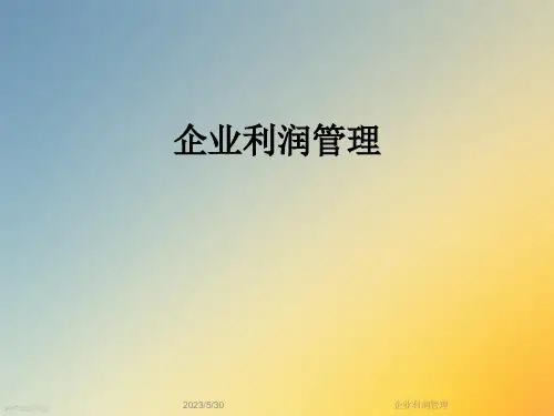 企业利润管理