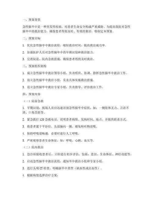 急性脑卒中应急预案及流程