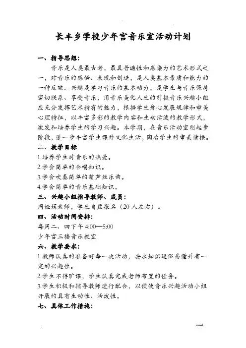 长丰乡学校少年宫音乐室活动记录