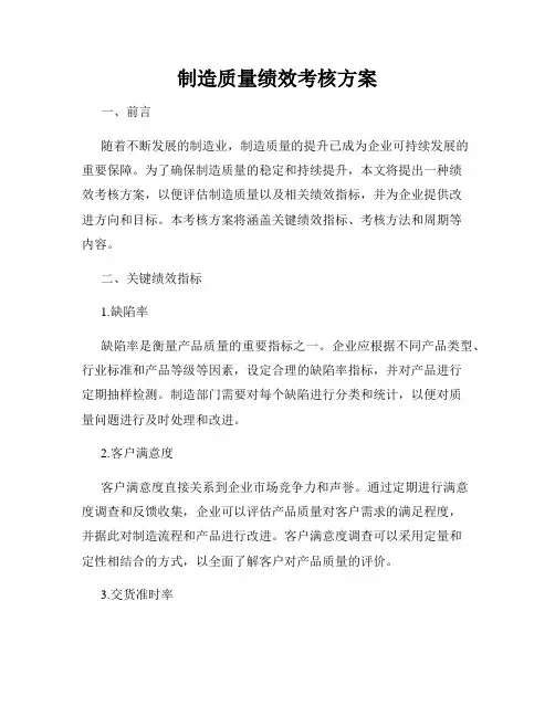 制造质量绩效考核方案