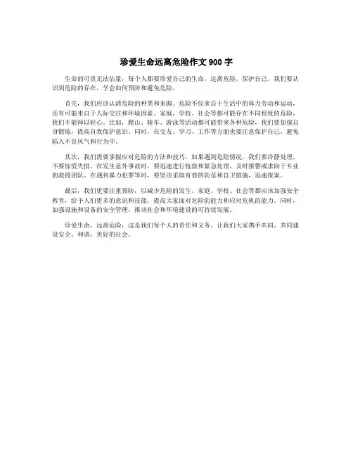 珍爱生命远离危险作文900字