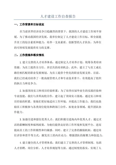 人才建设工作自查报告