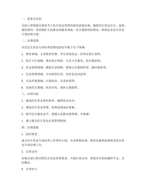 民生资金专项治理方案