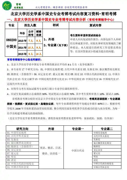 北京大学中国史考博真题解析复习资料考试重点考试内容参考书-育明考博