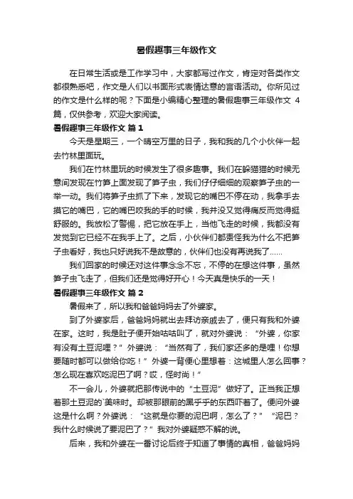 【推荐】暑假趣事三年级作文四篇