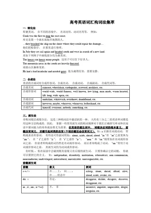 高考英语词汇构词法集萃(1)
