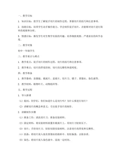 徒手切片教学设计方案