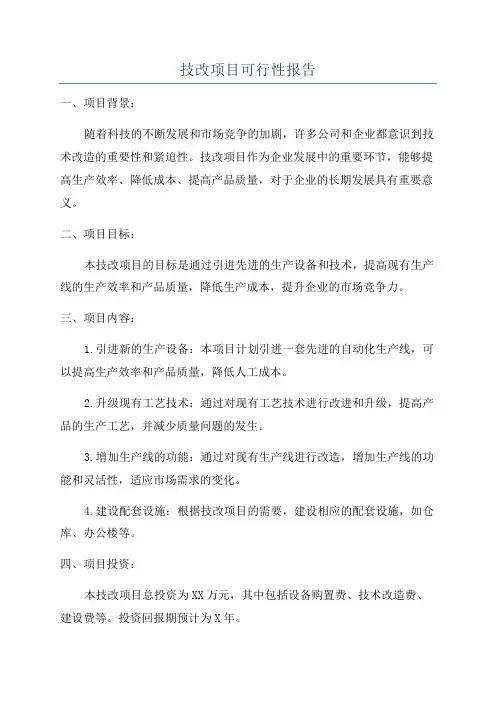 技改项目可行性报告