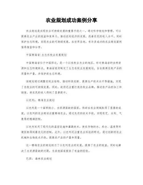农业规划成功案例分享