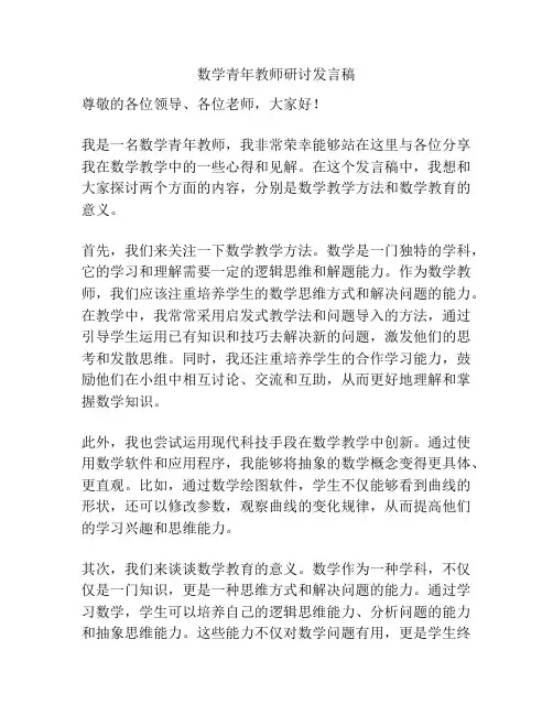 数学青年教师研讨发言稿