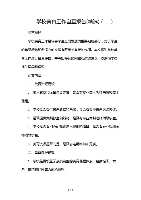 学校美育工作自查报告(精选)2024