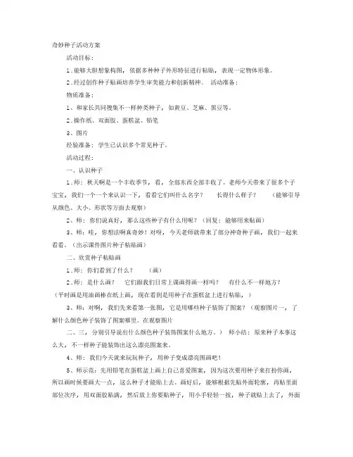 种子贴画活动专项方案