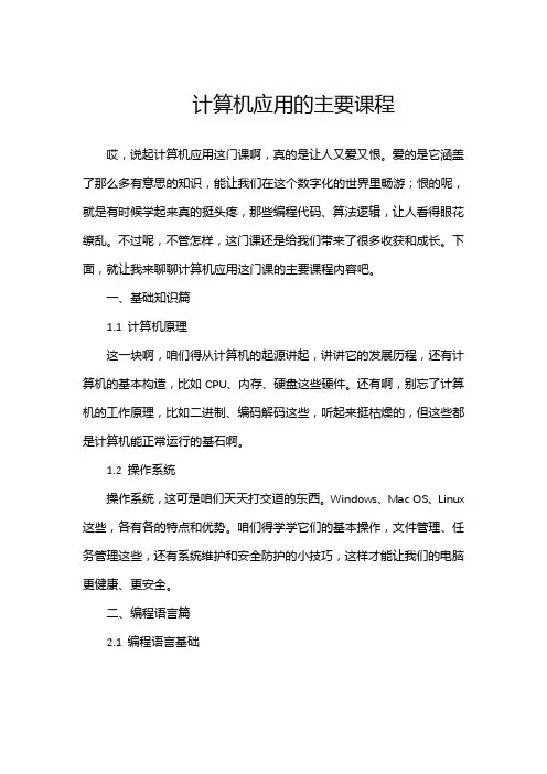 计算机应用的主要课程