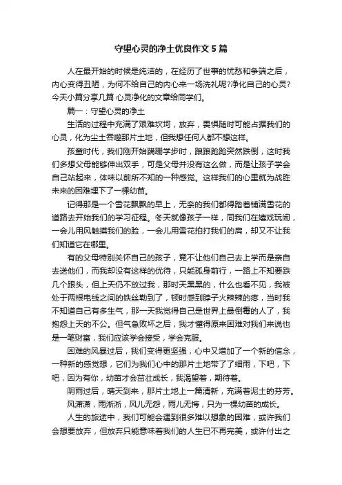 守望心灵的净土优良作文5篇