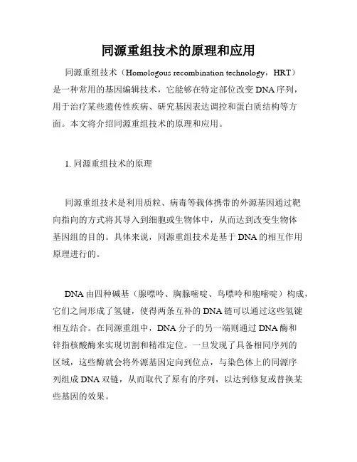 同源重组技术的原理和应用