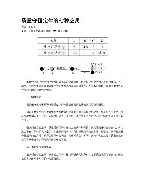 质量守恒定律的七种应用