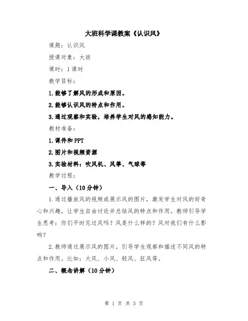 大班科学课教案《认识风》