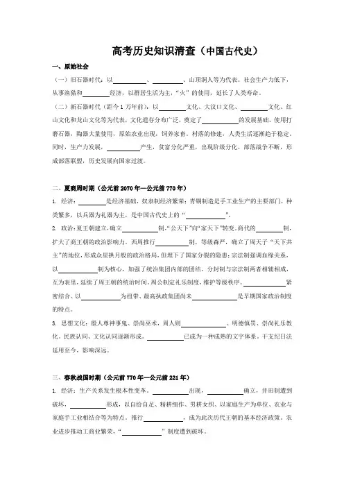 高考历史知识清查—中国古代史