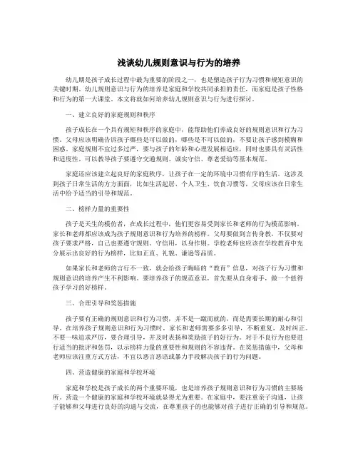 浅谈幼儿规则意识与行为的培养