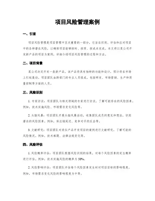 项目风险管理案例