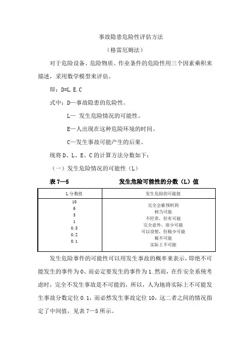 事故隐患的危险性评估方法(简分)