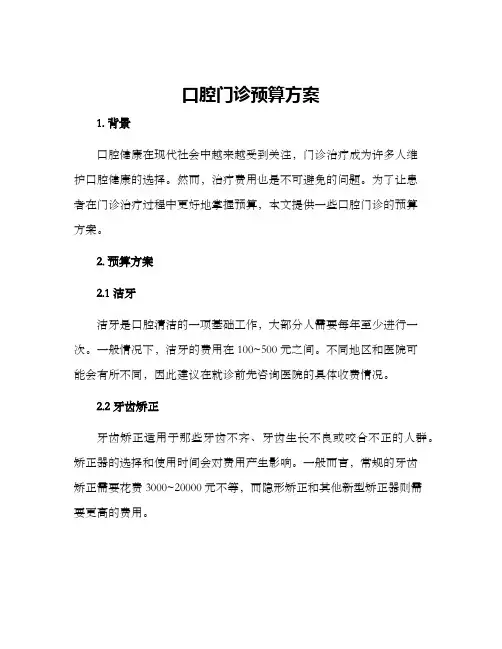 口腔门诊预算方案