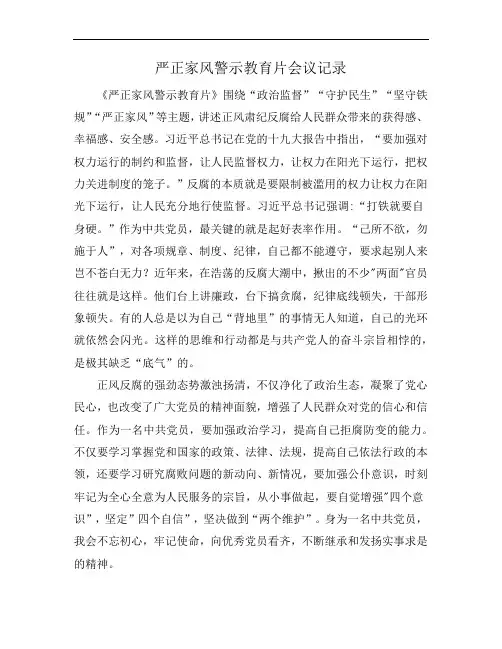严正家风警示教育片会议记录